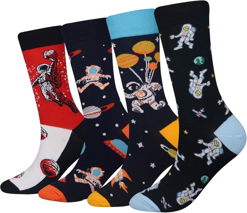 Cansok Men's 2/4 Packs Fun Crazy Novelty Dress Crew Socks - Image 1